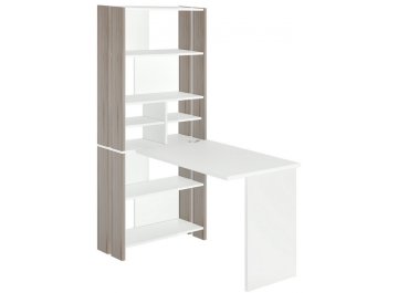 Компьютерный стол со стеллажом СТЛ-ОВХ и столешницей 130Прям без тумбы белый