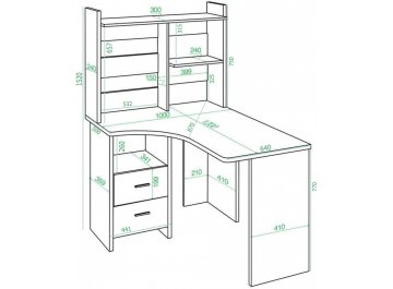 Письменный стол Гарина СКЛ-Угл120+НКЛ-100 КБЕ левый