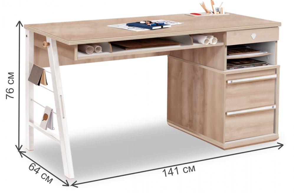 Письменный стол Duo L бук / белый