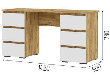 Компьютерный стол Элла ПС 02 белый / дуб крафт золото