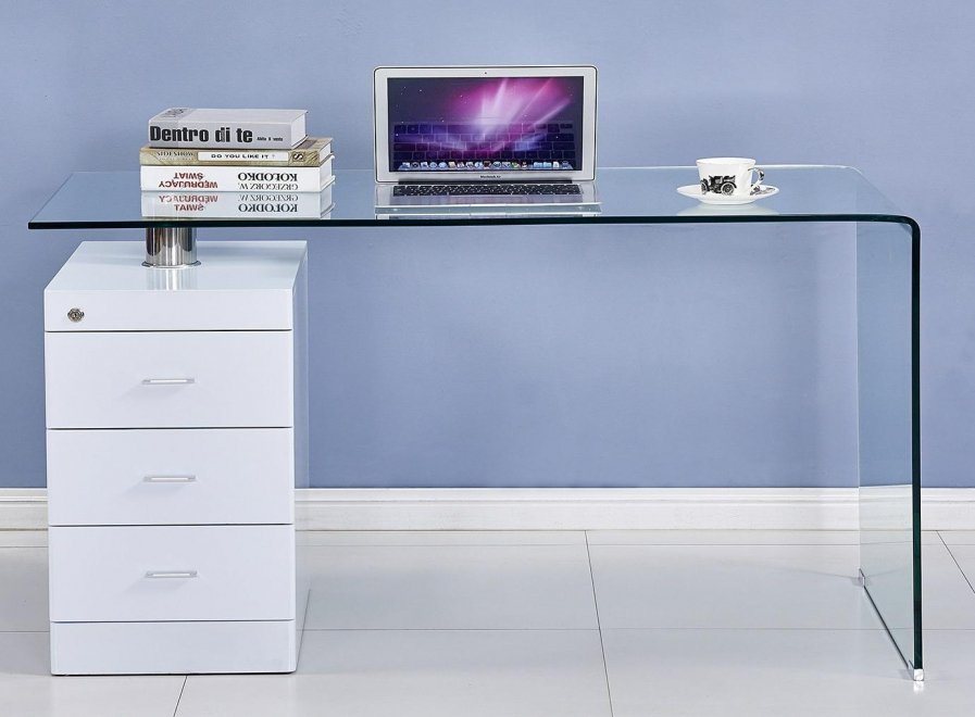 Письменный стол F-306-650 прозрачный / белый