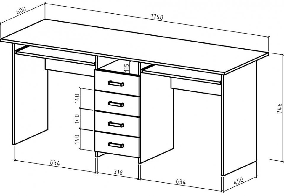 Письменный стол Лайт-11К белый