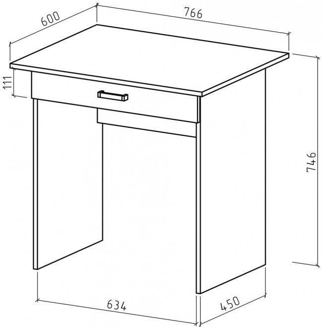 Письменный стол Лайт-1Я белый