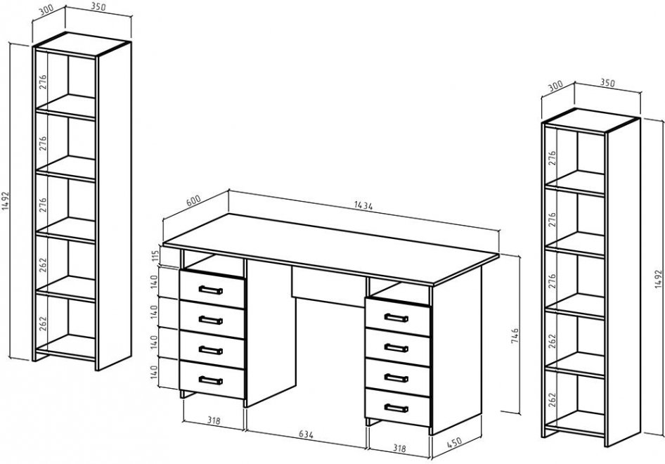 Письменный стол Лайт-9 213 см белый