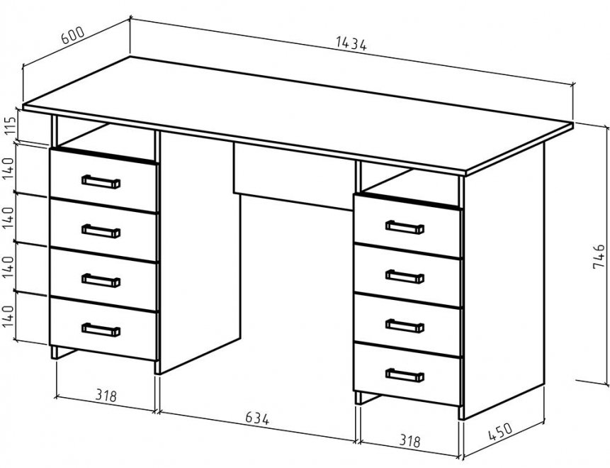 Письменный стол Лайт-9 молочный дуб