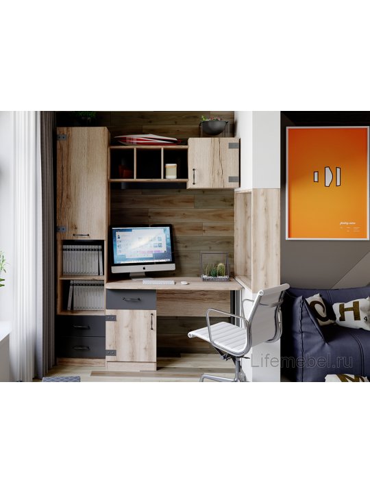 Письменный стол Окланд ТД-324.15.02 фон черный / дуб делано 