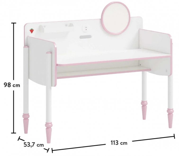 Письменный стол Princess белый / розовый