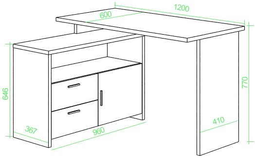 Письменный стол Беланта-ПРЯМ120+ТБЛ ШК шамони-ч / карамель