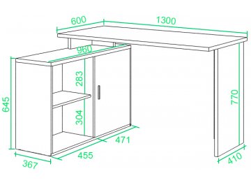 Письменный стол СКЛ-ПРЯМ130+ТБЛ-2