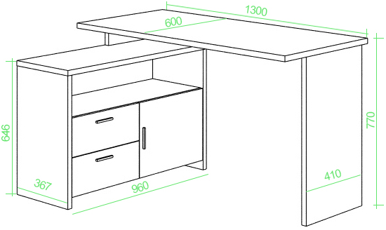 Письменный стол Беланта-ПРЯМ130+ТБЛ БЕ белый