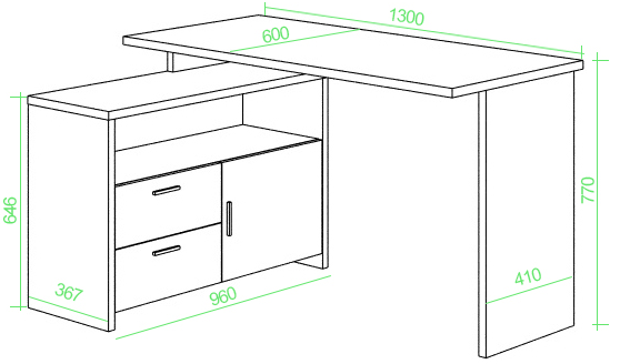 Письменный стол Беланта-ПРЯМ130+ТБЛ КШ карамель / шамони-ч