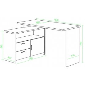 Письменный стол СКЛ-ПРЯМ130+ТБЛ