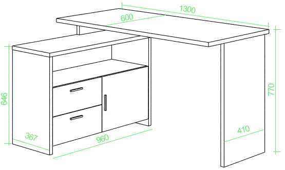Письменный стол Беланта-ПРЯМ130+ТБЛ ШК шамони-ч / карамель