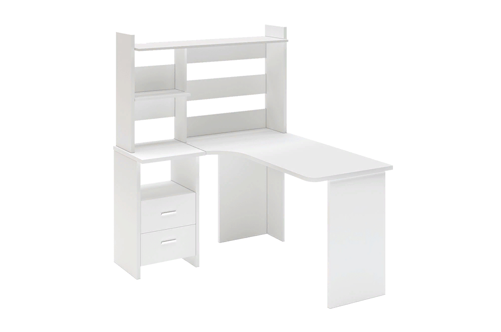 Письменный стол Беланта-Угл130+НКЛ-120 БЕ левый белый