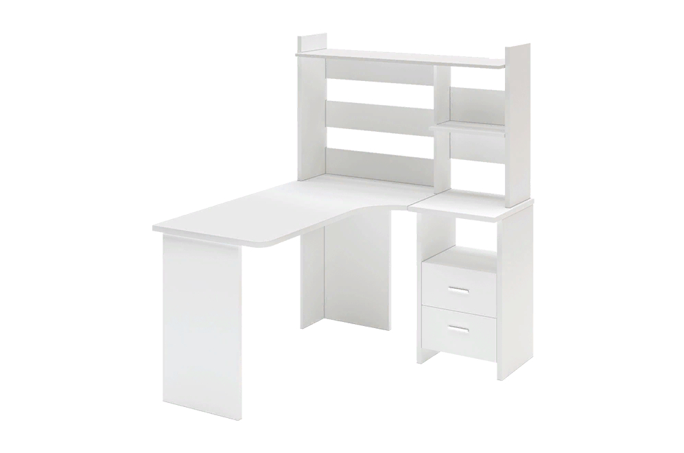 Письменный стол Беланта-Угл130+НКЛ-120 БЕ правый белый