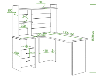 Письменный стол СКЛ-Угл130+НКЛ-120