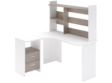 Письменный стол СКЛ-Угл130+НКЛ-130 белый / нельсон