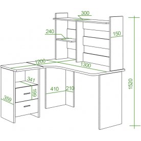 Письменный стол СКЛ-Угл130+НКЛ-130