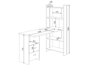 Письменный стол СТЛ-ОВ+Столешница120РПрям Ш