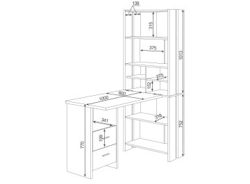 Письменный стол СТЛ-ОВХ+Столешница100РПрям КШ