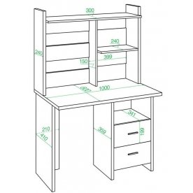 Письменный стол СКЛ-Прям100Р+НКЛ-100 БЕН