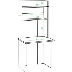 Письменный стол СКЛ-Прям80Р+НКЛХ 80 ШК