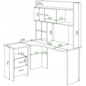 Письменный стол СКЛ-Угл130+НКЛХ -130 ВК ЛЕВ