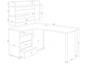 Письменный стол СР-145М ВБЕВ-ЛЕВ левый