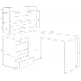 Письменный стол Жаспера-145М ВБЕВ правый