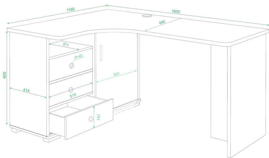 Письменный стол Жаспера-165С НОВ левый венге / карамель / карамель