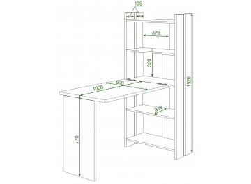 Письменный стол Лоревро-ОВ+С100Прям без тумбы БЕ