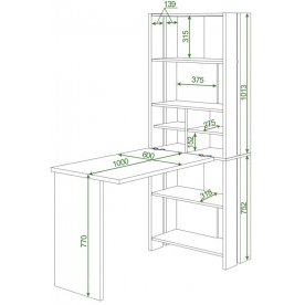 Письменный стол СТЛ-ОВХ +С100РПрям без тумбы ШК