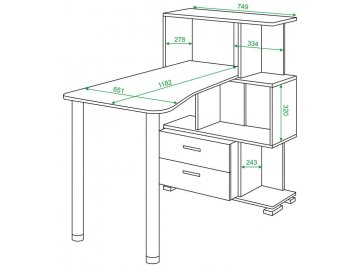 Письменный стол Валевро-5-3СТ-2+БЯ БЕНБЕН