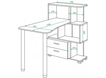 Письменный стол СЛ-5-3СТ-2+БЯ Н