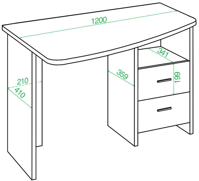 Стол компьютерный 120 х 60 см круглый нельсон левый