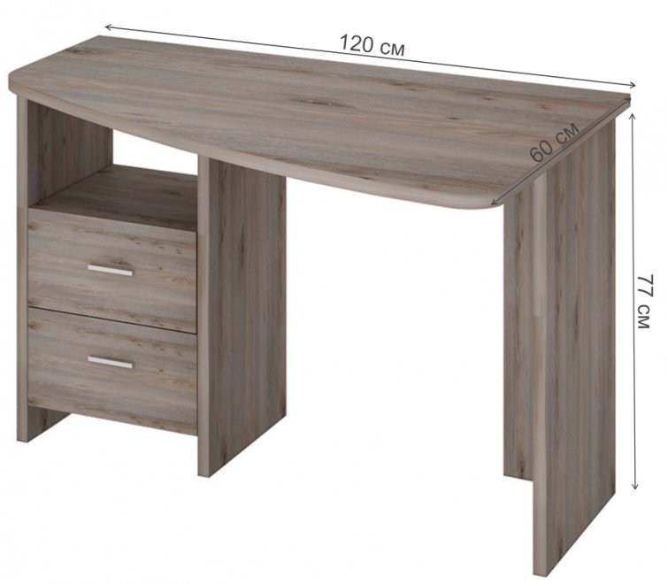 Стол компьютерный 120 х 60 см круглый нельсон правый