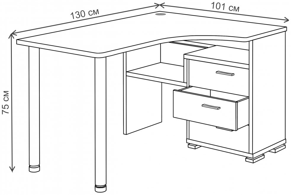Компьютерный стол Жаспера-132С-130 правый карамель