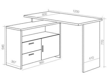 Письменный стол СКЛ-ПРЯМ120+ТБЛ БЕК