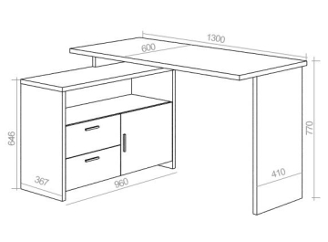 Письменный стол СКЛ-ПРЯМ130+ТБЛ КБЕ
