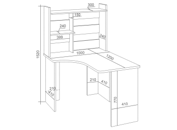 Письменный стол СКЛ-Угл120+НКЛ-100 БЕН ПРАВ