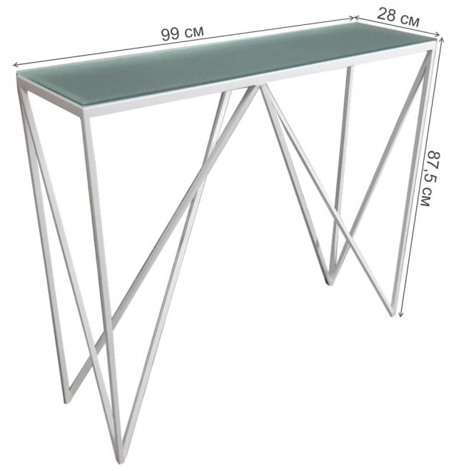Консольный стол Akur Loft Cary белый / матовое стекло