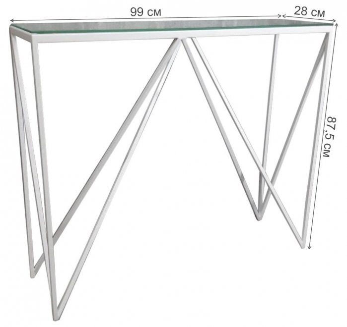 Консольный стол Akur Loft Cary белый / прозрачное стекло