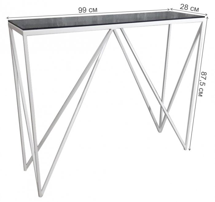 Консольный стол Akur Loft Cary белый / тонированное стекло