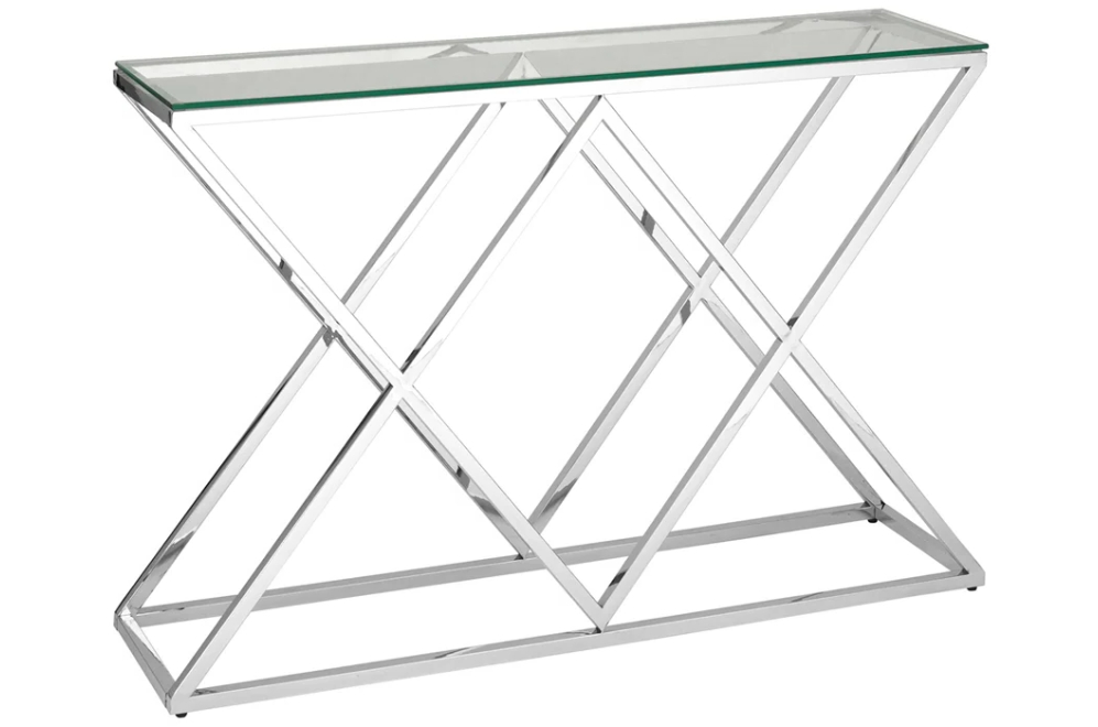 Консольный столик Akur Loft Geneva хром / прозрачное стекло