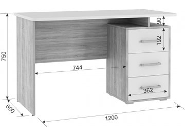 Письменный стол Лайт К3 дуб крафт золотой / белый