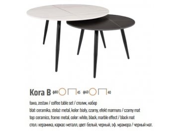 Журнальный столик Комплект столиков Kora B 80 белый / мат / черный