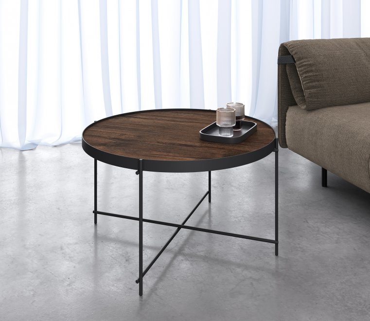 Стол журнальный круглый MAGIC (600*600*450) брауни/черный