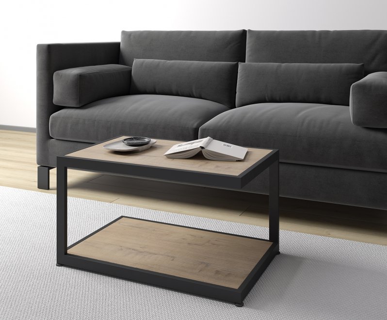 Стол журнальный MEET (500*500*450) брауни/черный