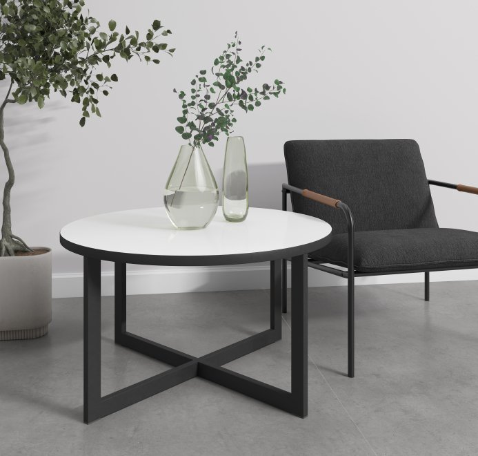 Стол журнальный круглый RIM (800*800*450) teakwood/черный