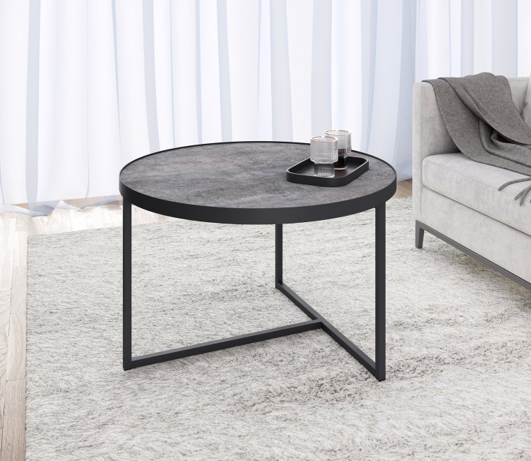 Стол журнальный круглый ROUND (600*600*450) NEW graphit/черный